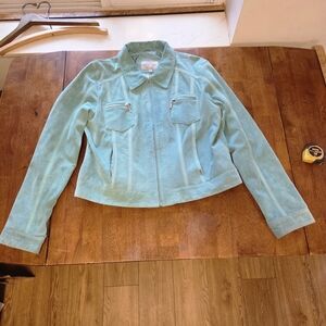 Skott's Suede Turquoise Washable Leather Jacket Women's XL Vintage Made in Canad